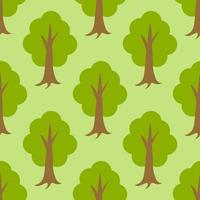 Cute forest seamless pattern with cartoon summer trees in flat style. Woodland background. vector