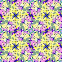 Abstract colorful doodle geometric flower seamless pattern. Floral background. Mosaic, geo tile ornament. vector