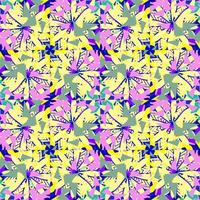 Abstract colorful doodle geometric flower seamless pattern. Floral background. Mosaic, geo tile ornament. vector