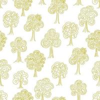 Doodle thin line forest seamless pattern. vector