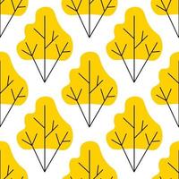 Cute forest seamless pattern with cartoon summer trees in flat style. Woodland background. vector