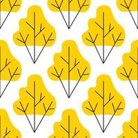 Cute forest seamless pattern with cartoon summer trees in flat style. Woodland background. vector