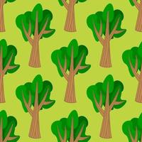 Cute forest seamless pattern with cartoon summer trees in flat style. Woodland background. vector