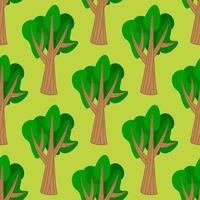 Cute forest seamless pattern with cartoon summer trees in flat style. Woodland background. vector