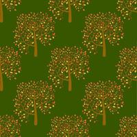 Cartoon summer forest background. Woodland seamless pattern with trees. vector