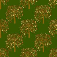 Cartoon summer forest background. Woodland seamless pattern with trees. vector