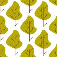 Cute forest seamless pattern with cartoon summer trees in flat style. Woodland background. vector