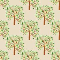 Cartoon summer forest background. Woodland seamless pattern with trees. vector