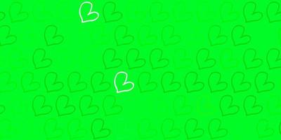 Light Green vector pattern with colorful hearts.