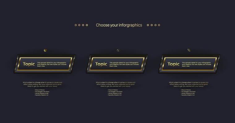 Set of premium Three Buttons steel on dark background color blackLuxury illustration and Vector buttons Design and premium option of 3 modern step tools for workflow chart design
