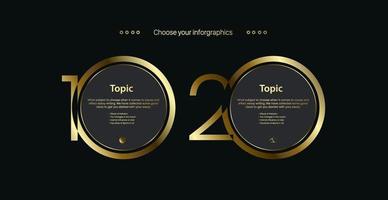 TWO Luxury Five Numbers circle of Infographic design template with options icons Numbers concept design vector