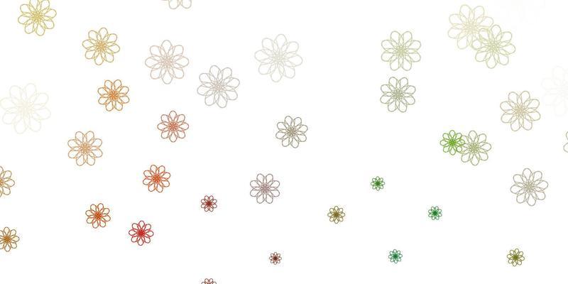 Light Green, Yellow vector doodle texture with flowers.