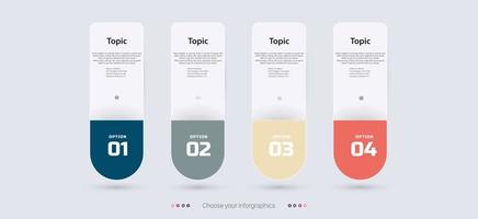 4 opciones de círculo de infografía en diseño de plantillas de colores rojos vector