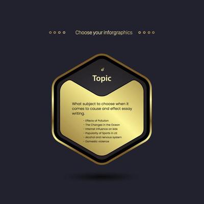 A Modern Luxury style of infographics template. Golden banners with three options in Geometrical shapes templates