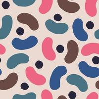 Beautiful seamless texture with abstract shapes. Vector pattern with geometric figures, dots and blobs. Abstract background with modern cutout shapes.