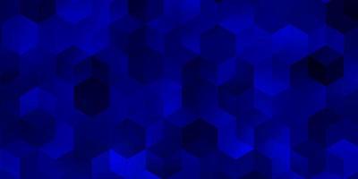 patrón de vector azul claro con hexágonos de colores.
