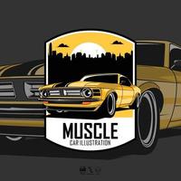 MUSCLE CAR ILLUSTRATION WITH A GRAY BACKGROUND.eps vector