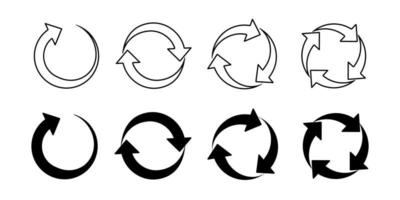 conjunto de iconos de vector de flecha de círculo. icono de reciclaje. flechas vectoriales circulares