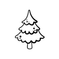 Fir tree black line icon. Pine sketch illustration vector