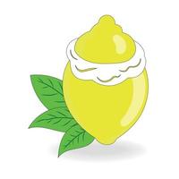 ice cream in lemon with green leaves vector