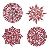 establecer mandala, elemento étnico mehendi, decoración, adorno en un dibujo circular de henna, tatuaje, vector