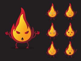 Collection of fire cartoon character design vector. vector