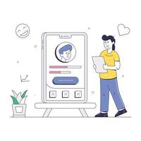 Illustration of user profile designed in flat design with high graphic effects vector