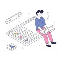 A well-designed isometric illustration of web content vector