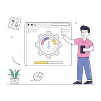 Speedometer denoting the concept of web performance flat illustration vector