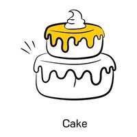 Confectionery item, hand drawn icon of cake vector