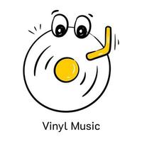 An editable icon of vinyl player, hand drawn icon vector