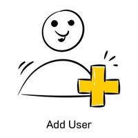 A handy doodle icon of add user vector