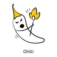 A scalable hand drawn icon of chili vector
