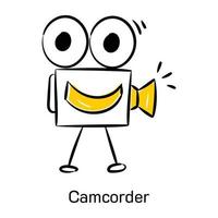 A well-designed sketchy icon of camcorder vector