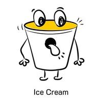 Cute doodle icon of ice cream vector