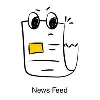 Grab this cute hand drawn icon of news feed vector