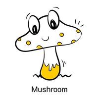 Doodle icon of mushroom is up for premium use vector