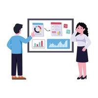 Persons monitoring chartflat illustration of business analysis vector