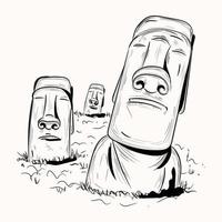echa un vistazo a esta ilustración dibujada a mano de la estatua moai vector