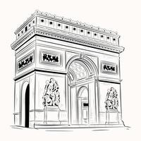 Hand drawn illustration of arch de triomphe ready for use vector