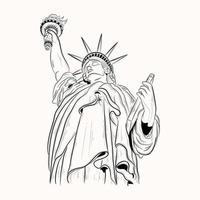 descargue la ilustración premium dibujada a mano de la estatua de la libertad vector