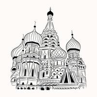 una ilustración bien diseñada de la catedral de san basilio, diseño dibujado a mano vector