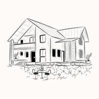 A scalable hand drawn illustration of house vector