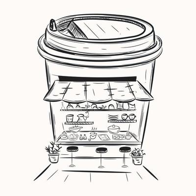 Captivating hand drawn illustration of coffee shop 7190035 Vector Art at  Vecteezy