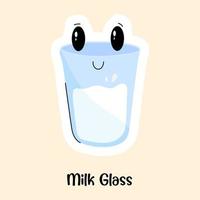 Grab this yummy flat sticker of milk glass, healthy drink vector