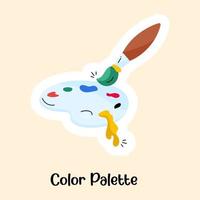 Painting accessories, flat sticker of color palette vector