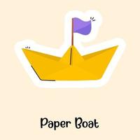 Kid's plaything, flat sticker of paper boat vector