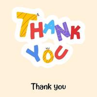 A beautiful lettering style, flat sticker of thank you vector