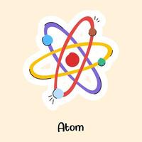 A chemical element, flat sticker of atom vector