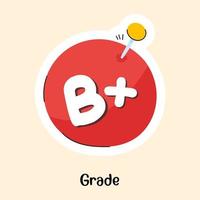 Exam result, flat sticker of grade b vector